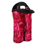 Hot Pink Rose Print Double Neoprene Wine Tote