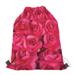 Hot Pink Rose Print Drawstring Bag