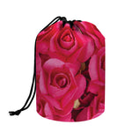 Hot Pink Rose Print Drawstring Makeup Bag