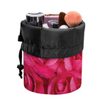 Hot Pink Rose Print Drawstring Makeup Bag