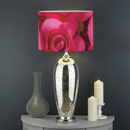 Hot Pink Rose Print Drum Lamp Shade