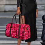 Hot Pink Rose Print Duffle Bag