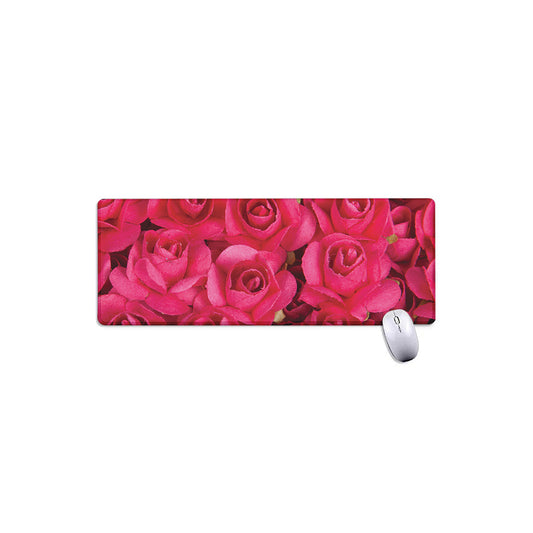 Hot Pink Rose Print Extended Mouse Pad