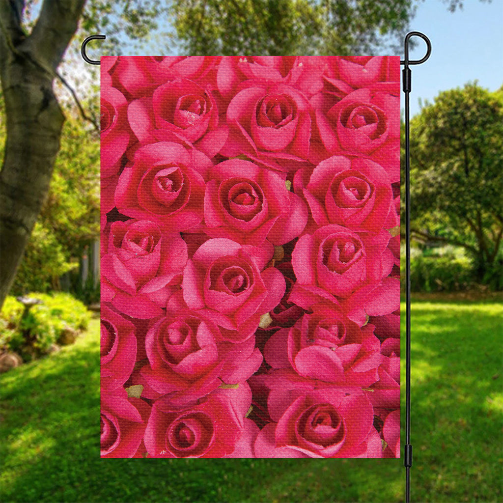 Hot Pink Rose Print Garden Flag