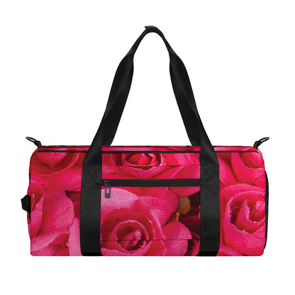 Hot Pink Rose Print Gym Bag