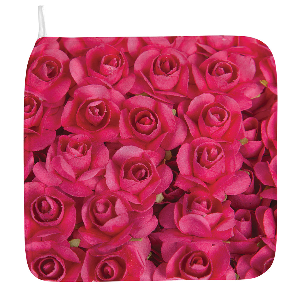 Hot Pink Rose Print Hand Towel