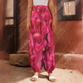 Hot Pink Rose Print Harem Pants