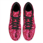 Hot Pink Rose Print High Top Leather Sneakers