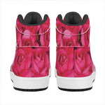 Hot Pink Rose Print High Top Leather Sneakers