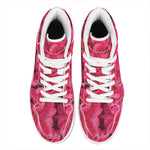 Hot Pink Rose Print High Top Leather Sneakers