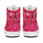 Hot Pink Rose Print High Top Leather Sneakers