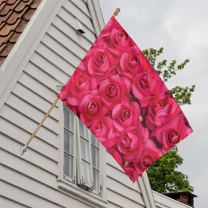 Hot Pink Rose Print House Flag