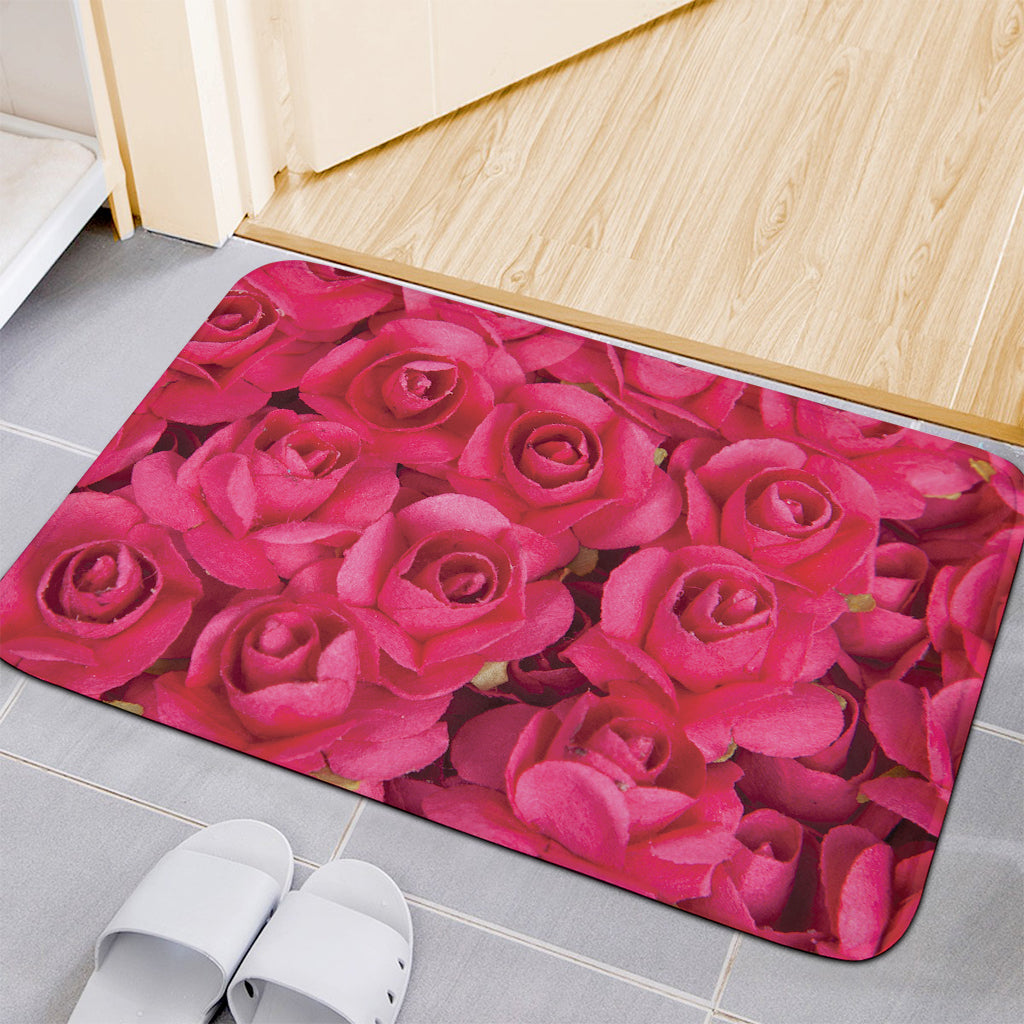 Hot Pink Rose Print Indoor Door Mat