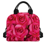 Hot Pink Rose Print Insulated Lunch Bag