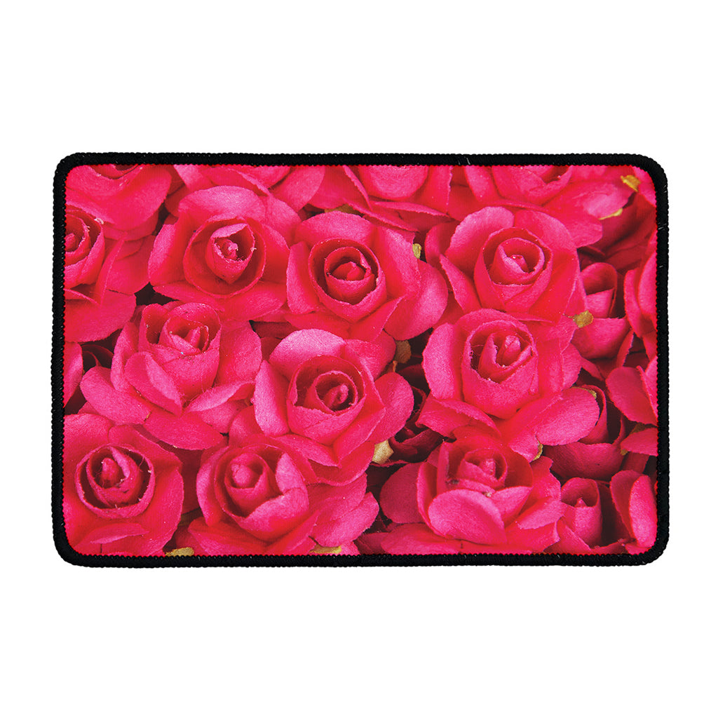 Hot Pink Rose Print Kitchen Mat