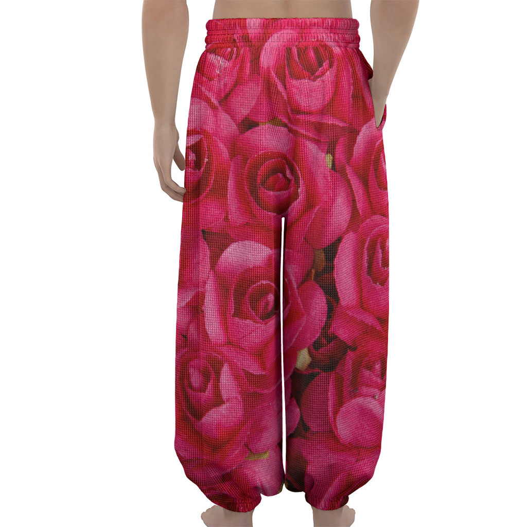 Hot Pink Rose Print Lantern Pants