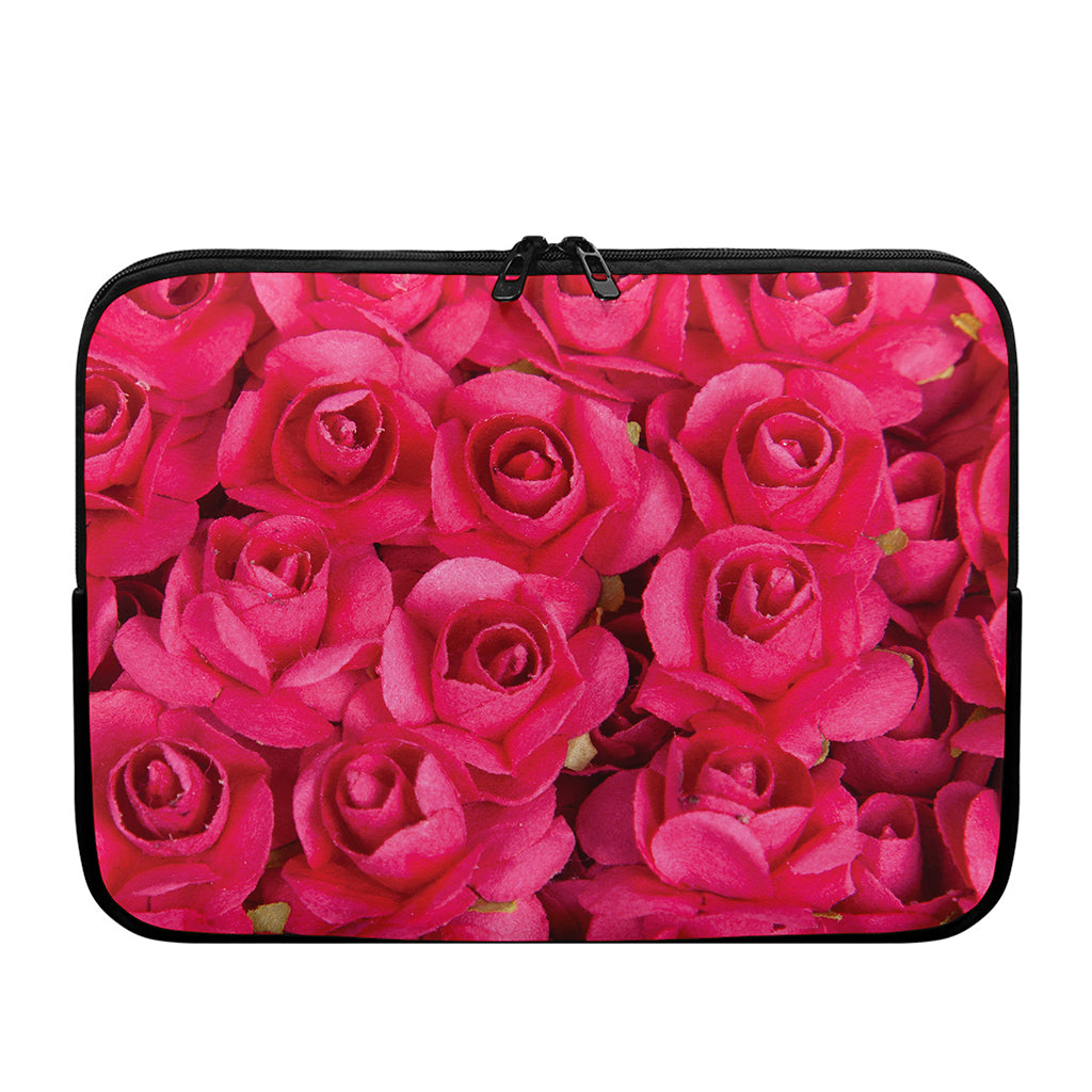 Hot Pink Rose Print Laptop Sleeve
