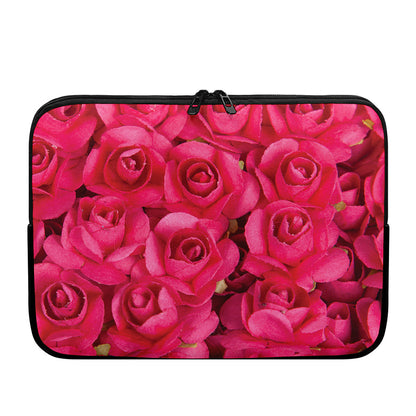 Hot Pink Rose Print Laptop Sleeve