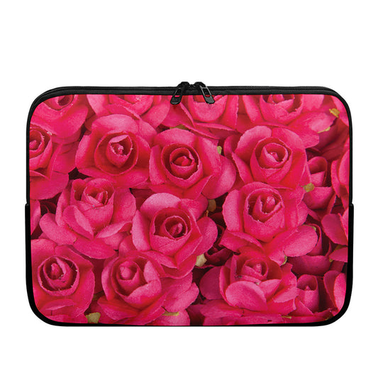 Hot Pink Rose Print Laptop Sleeve