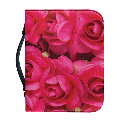 Hot Pink Rose Print Leather Bible Cover