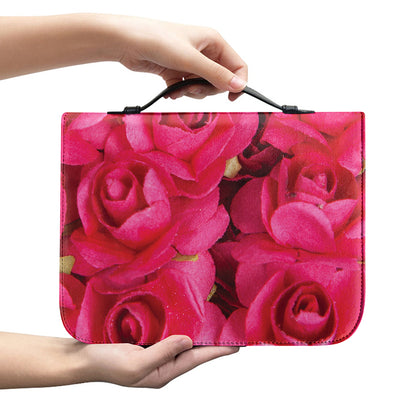 Hot Pink Rose Print Leather Bible Cover