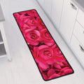 Hot Pink Rose Print Long Kitchen Mat