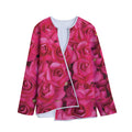 Hot Pink Rose Print Long Sleeve Short Coat