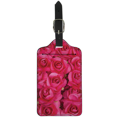 Hot Pink Rose Print Luggage Tag