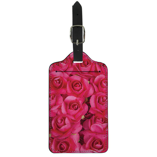 Hot Pink Rose Print Luggage Tag