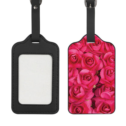 Hot Pink Rose Print Luggage Tag