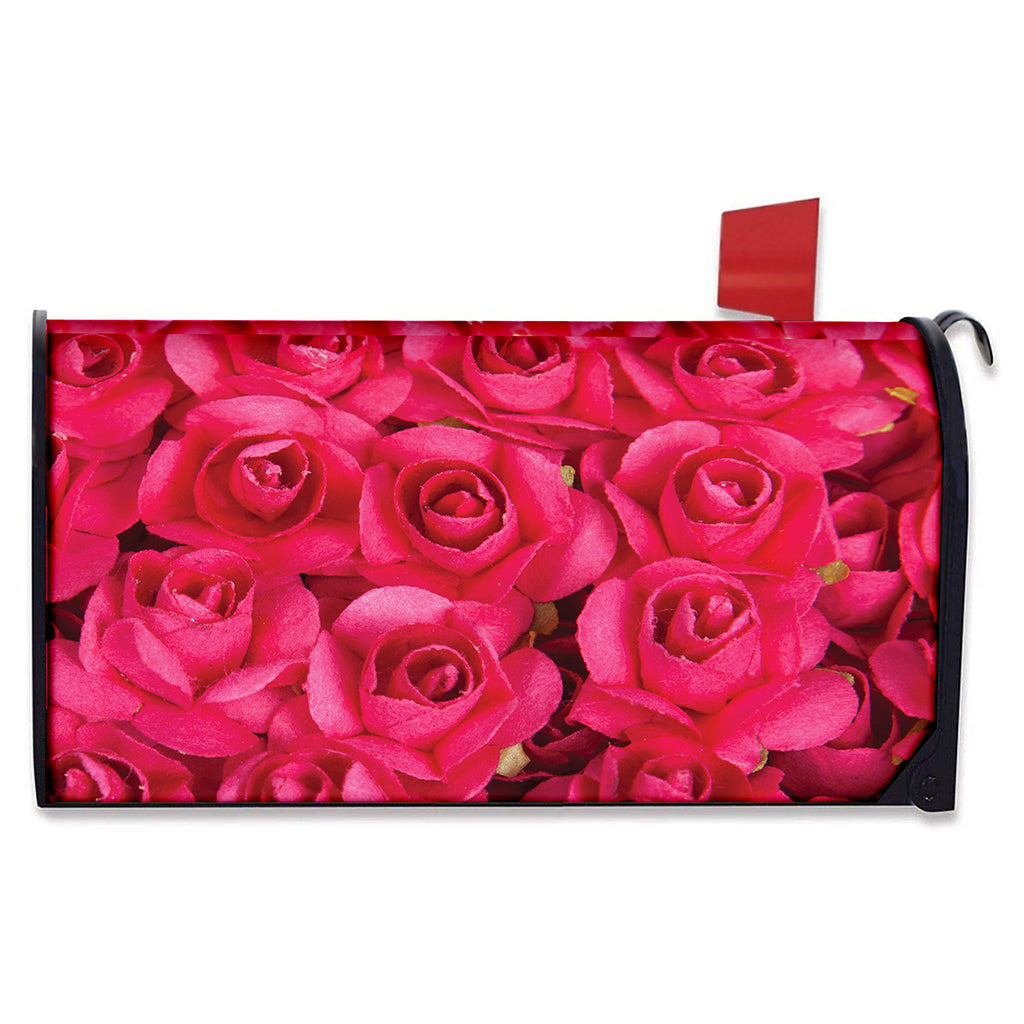 Hot Pink Rose Print Mailbox Cover