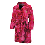 Hot Pink Rose Print Men's Bathrobe