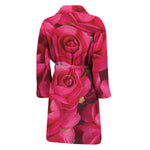 Hot Pink Rose Print Men's Bathrobe