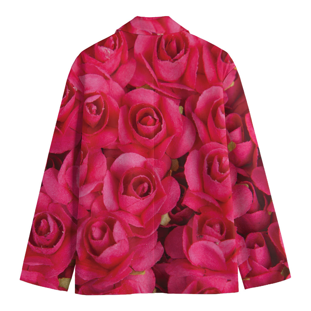 Hot Pink Rose Print Men's Blazer