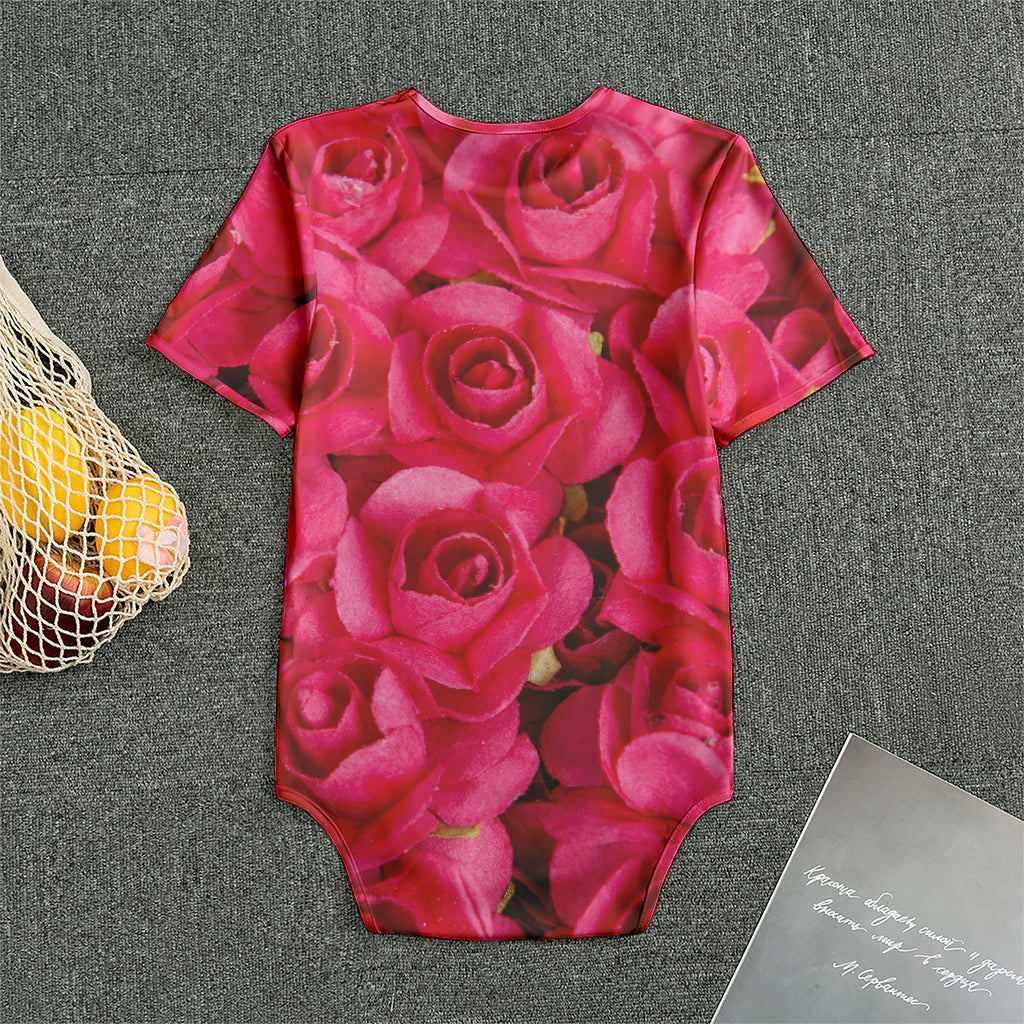 Hot Pink Rose Print Men's Bodysuit