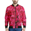Hot Pink Rose Print Men's Bomber Jacket