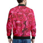 Hot Pink Rose Print Men's Bomber Jacket