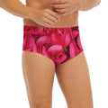 Hot Pink Rose Print Men's Briefs