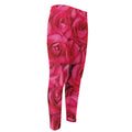 Hot Pink Rose Print Men's Compression Pants