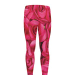 Hot Pink Rose Print Men's leggings