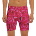 Hot Pink Rose Print Men's Long Boxer Briefs