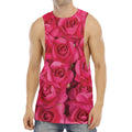 Hot Pink Rose Print Men's Muscle Tank Top