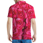 Hot Pink Rose Print Men's Polo Shirt