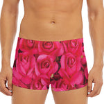 Hot Pink Rose Print Men's Short Boxer Briefs