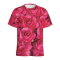 Hot Pink Rose Print Men's Athletic T-Shirt