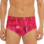 Hot Pink Rose Print Men's Triangle Swim Briefs