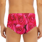 Hot Pink Rose Print Men's Triangle Swim Briefs