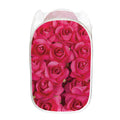 Hot Pink Rose Print Mesh Laundry Hamper