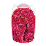 Hot Pink Rose Print Mesh Laundry Hamper