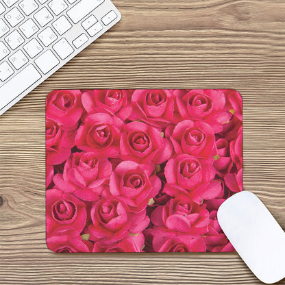 Hot Pink Rose Print Mouse Pad
